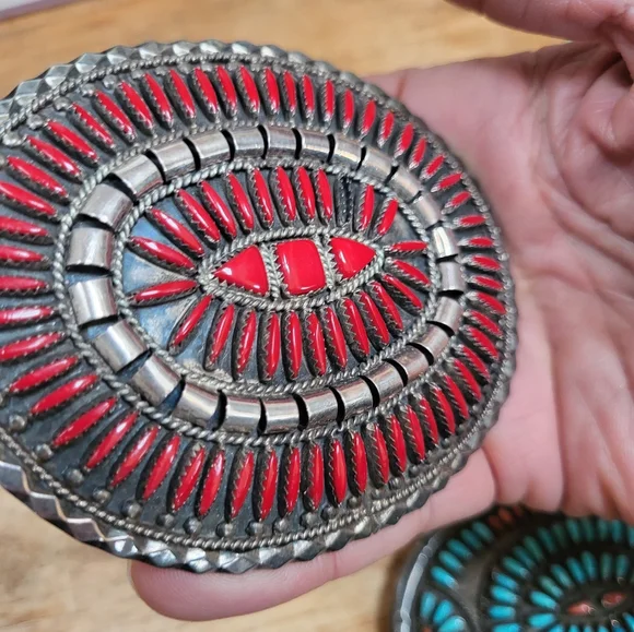 Sterling silver coral buckle..